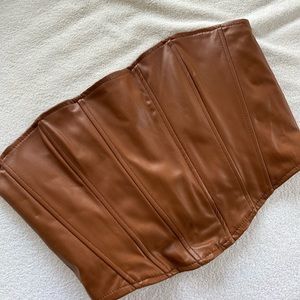 Zara Brown Faux Leather Corset Size XS